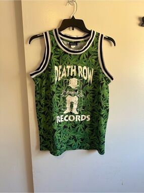 Green Graphic Leaf-Print Tank Top - Death Row Records